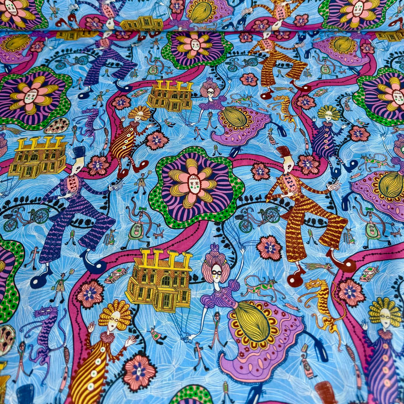 Sir Grayson Perry Liberty Fabrics Tana Lawn 150th Anniversary Collection Shirley Smith Blue B