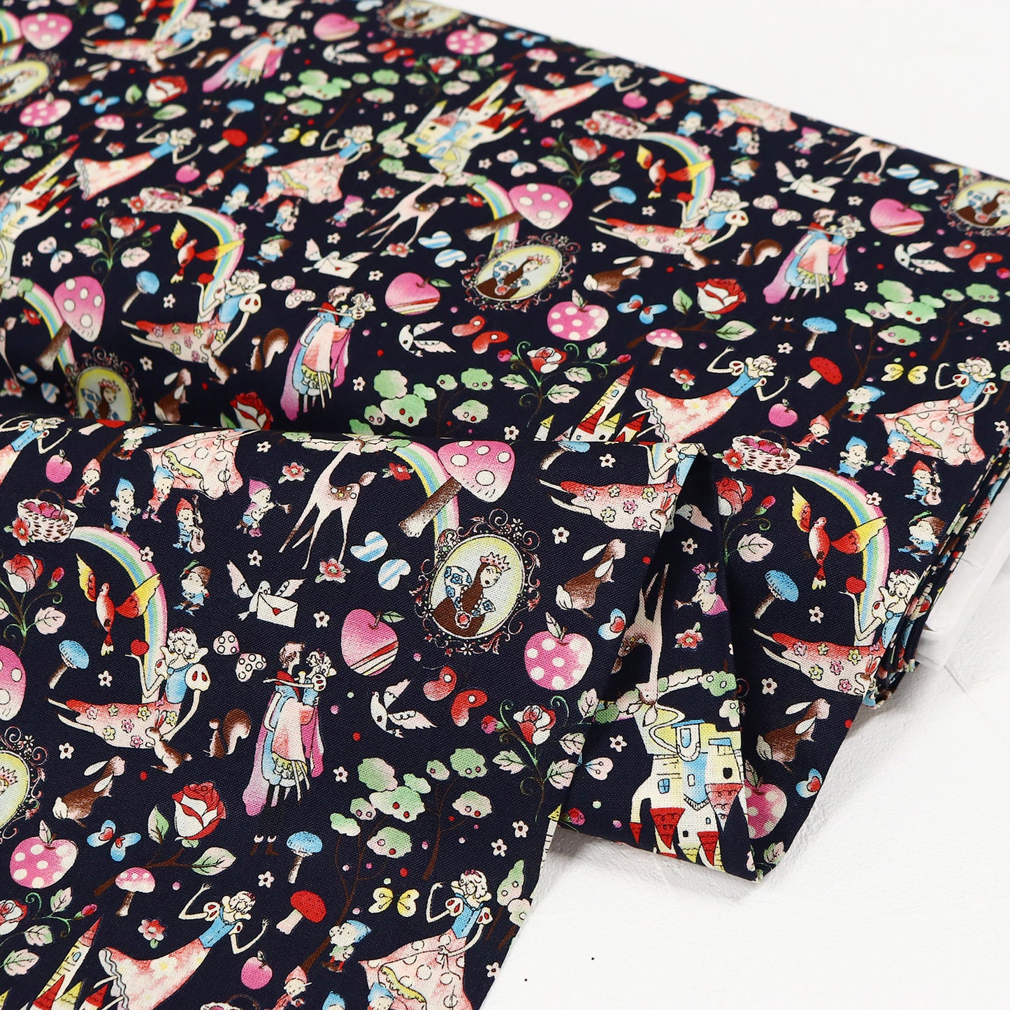 Snow White Black Japanese Import Fabric