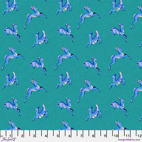 Stacy Peterson FreeSpirit Fabrics Mythical Wild Meadow PWST016 TEAL