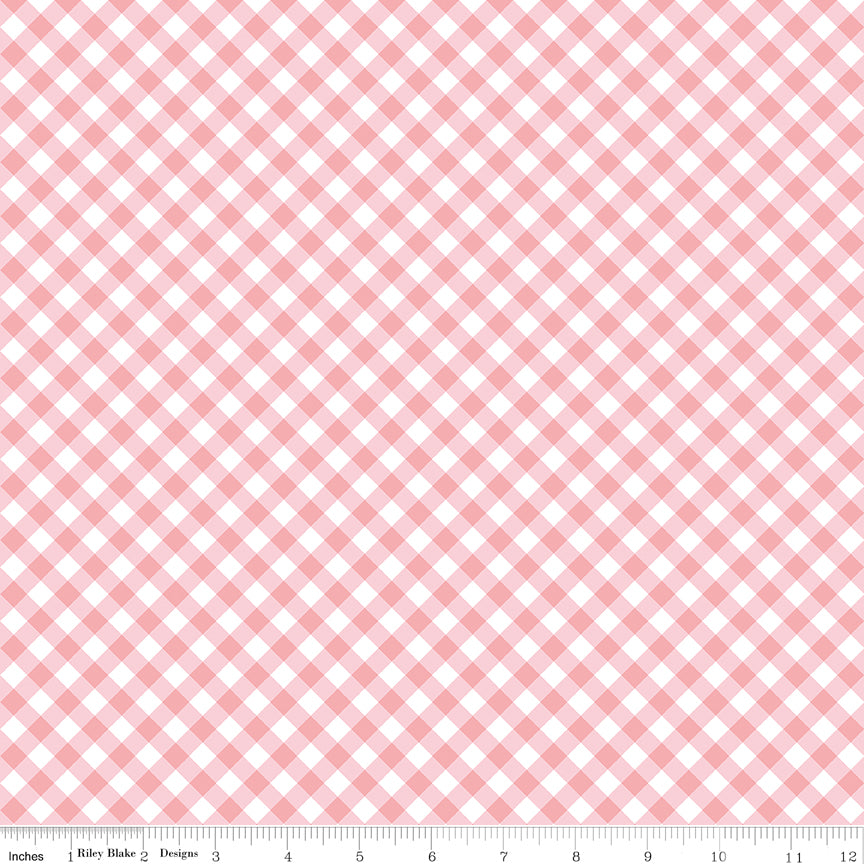 Tasha Noel Riley Blake Designs Whimsical Woodland Diagonal Gingham C17646-PINK
