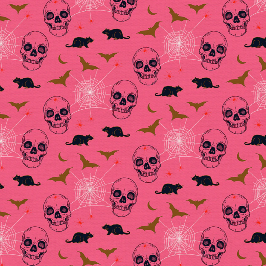 Teresa Chan Paintbrush Studio Fabrics Drop Dead Gorgeous Bats and Rats Pink 120-22215