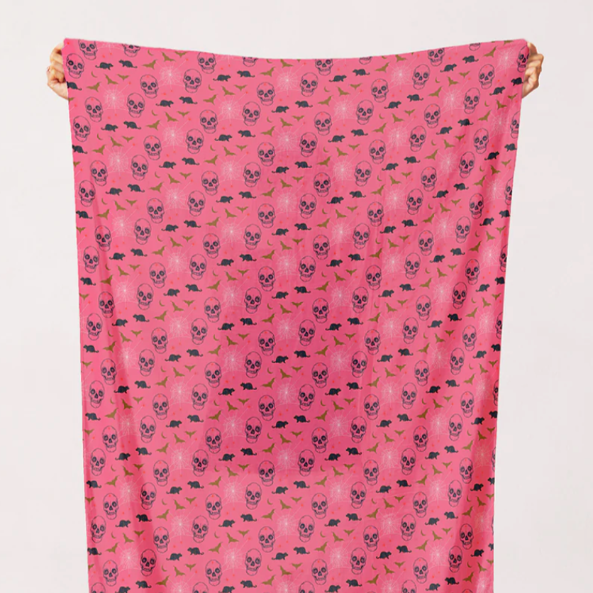 Teresa Chan Paintbrush Studio Fabrics Drop Dead Gorgeous Bats and Rats Pink 120-22215