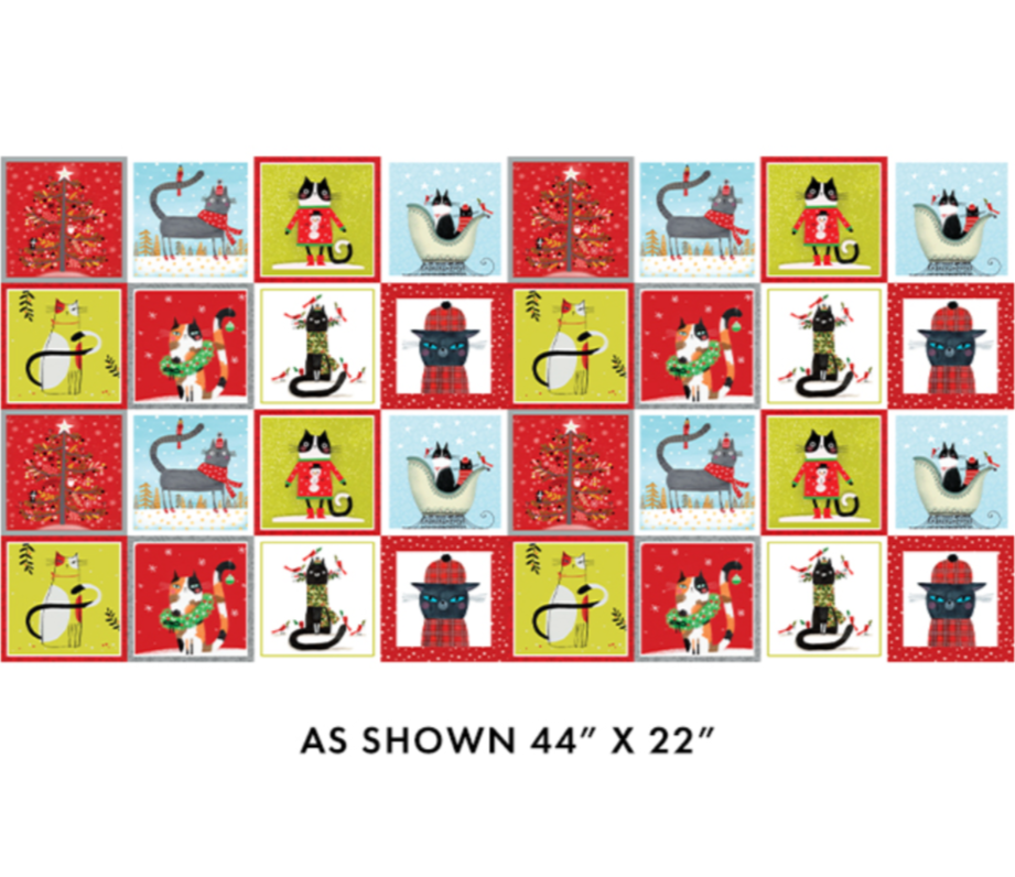 Terry Runyan Benartex Fabrics Meowy Christmas Meowy Christmas Squares 16231-99