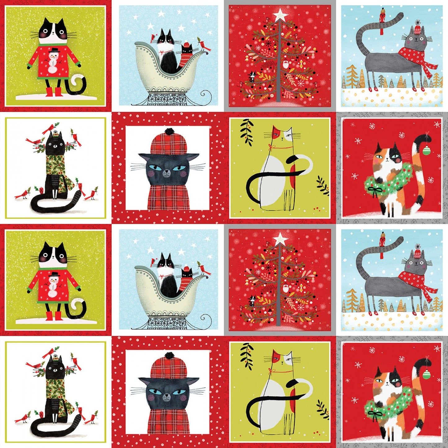 Terry Runyan Benartex Fabrics Meowy Christmas Meowy Christmas Stripe 16232-99