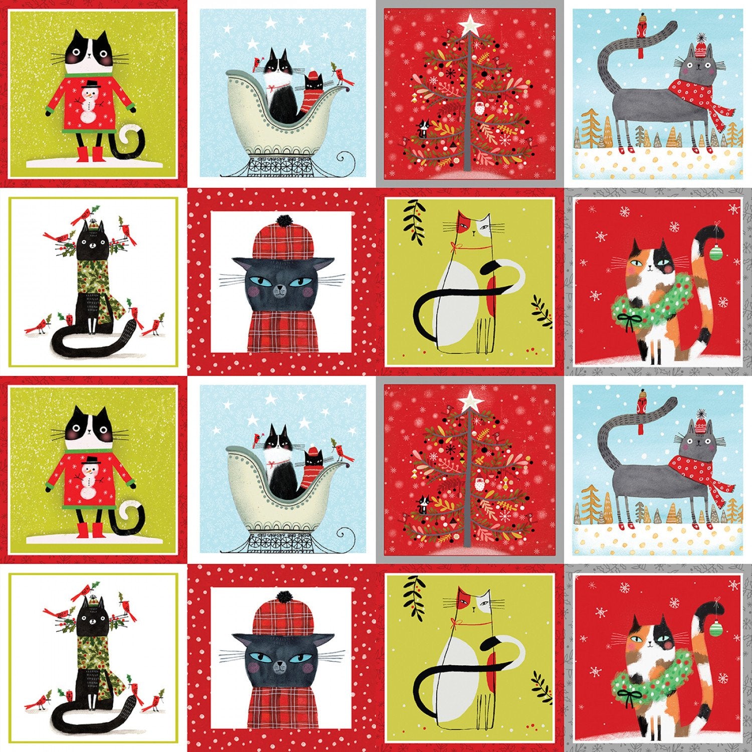 Terry Runyan Benartex Fabrics Meowy Christmas Meowy Christmas Stripe 16232-99