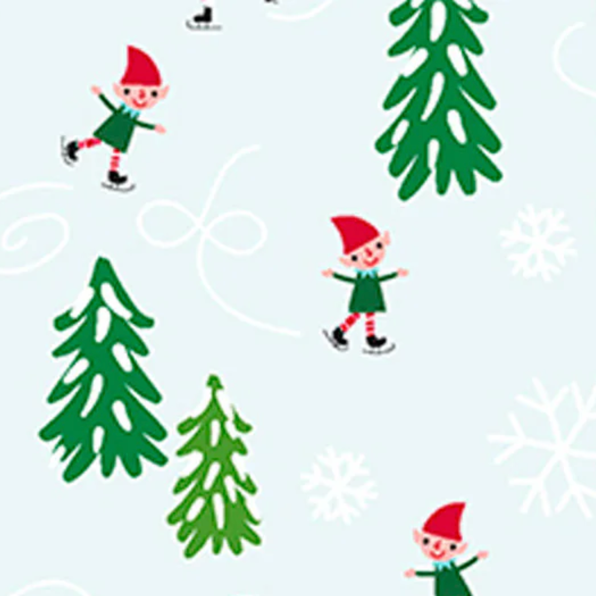 3 Wishes Merryland Skaters Christmas Fabric
