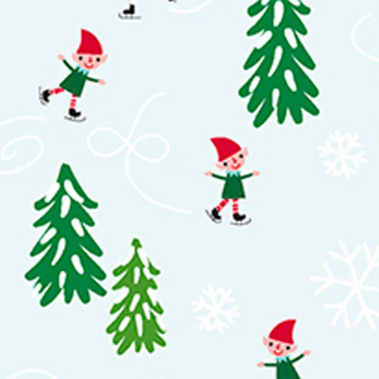 3 Wishes Merryland Skaters Christmas Fabric