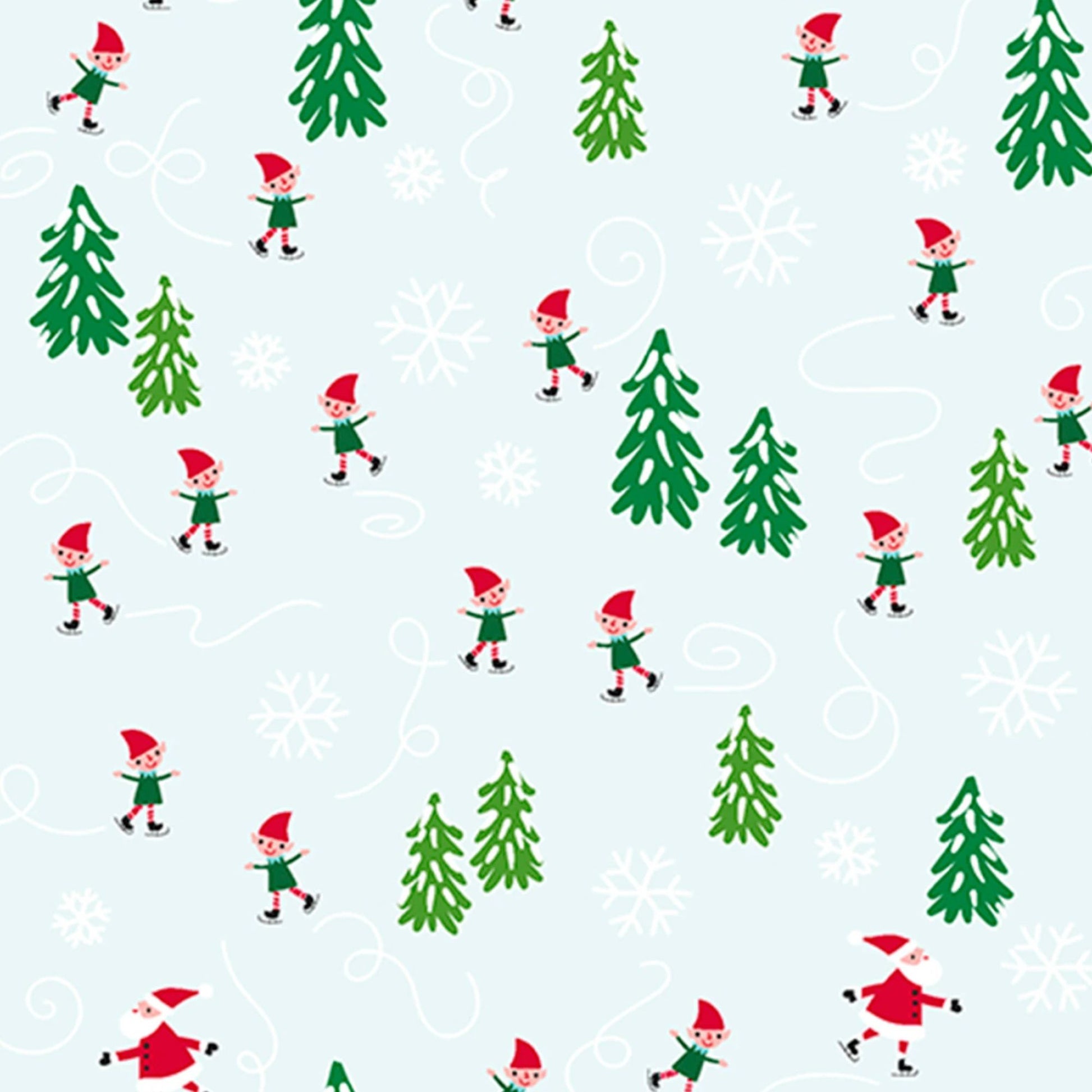 3 Wishes Merryland Skaters Christmas Fabric
