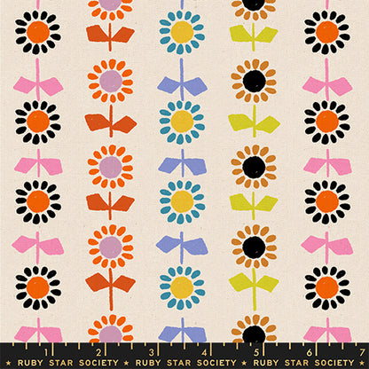 Alexia Abegg Ruby Star Society Moda Fabrics Catnap Daisy Stripe Canvas RS4135 11L Natural