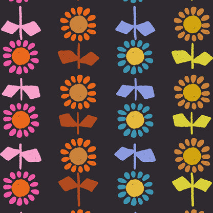 Alexia Abegg Ruby Star Society Moda Fabrics Catnap Daisy Stripe Canvas RS4135 17L Black