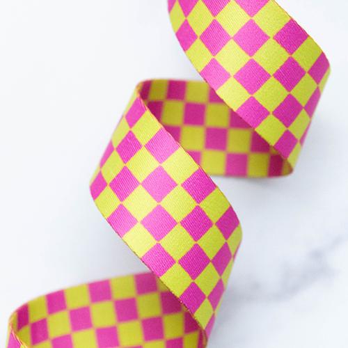 Alexia Abegg Ruby Star Society Moda Fabrics Stitch Supply Co. Checker Citron 1.5" Webbing SSCWEB60