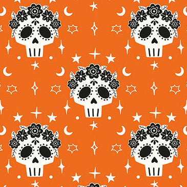 Anna Deegan Thread and Ink Designs Moonlight and Magic Skulls MOON1089 Pumpkin