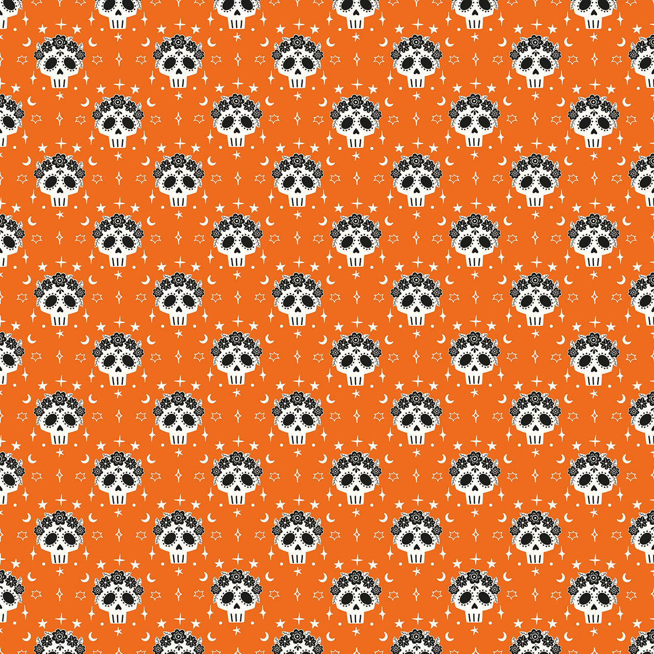 Anna Deegan Thread and Ink Designs Moonlight and Magic Skulls MOON1089 Pumpkin