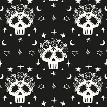 Anna Deegan Thread and Ink Designs Moonlight and Magic Skulls MOON1090 Midnight