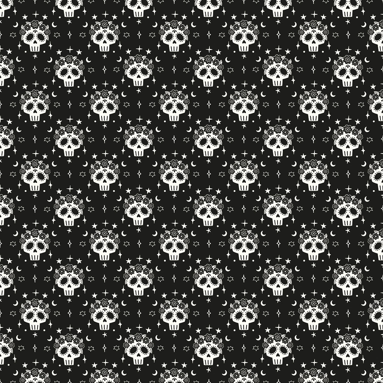 Anna Deegan Thread and Ink Designs Moonlight and Magic Skulls MOON1090 Midnight