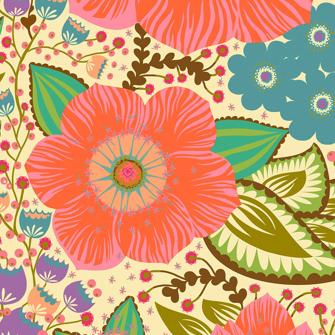 Anna Maria Parry Anna Maria Textiles Northcott Fabrics Overdressed Honorable AMT149-12V Coral