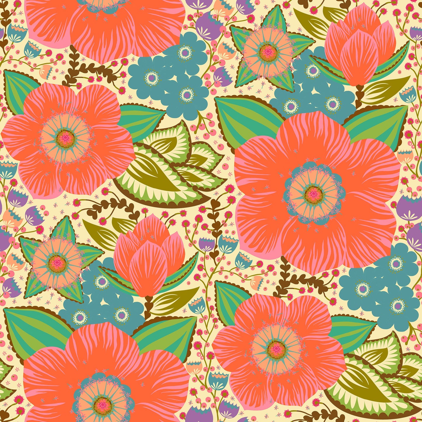 Anna Maria Parry Anna Maria Textiles Northcott Fabrics Overdressed Honorable AMT149-12V Coral