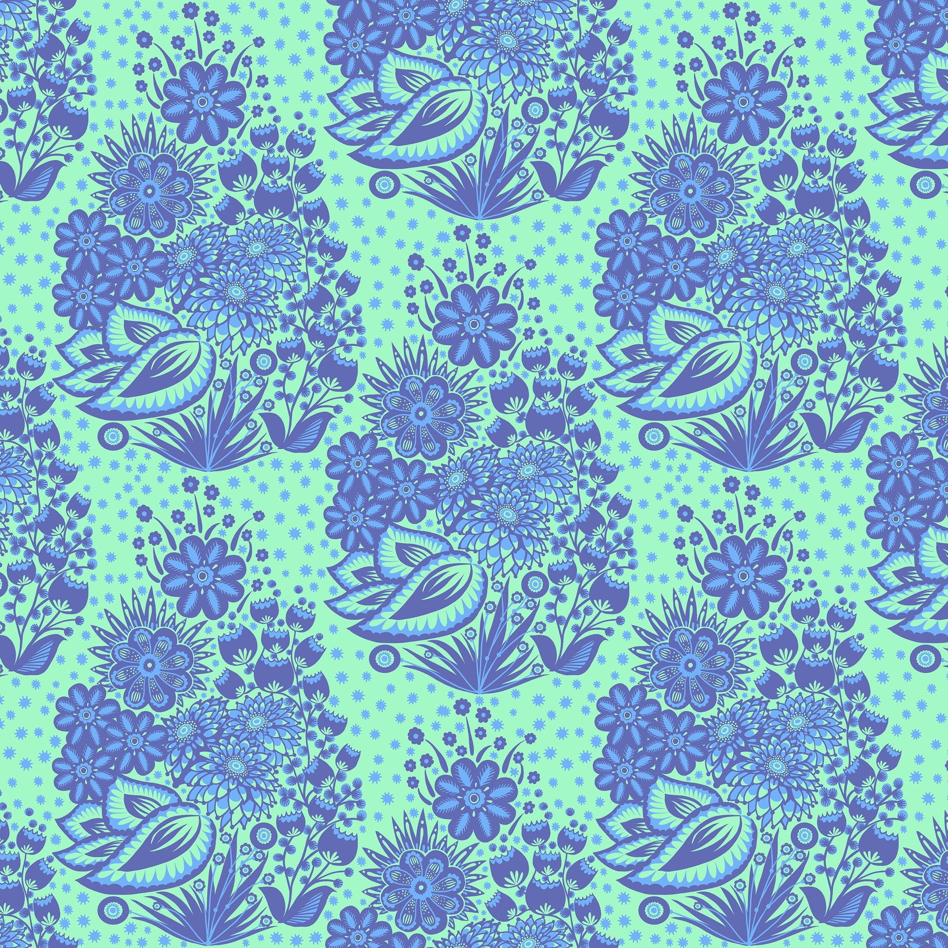 Anna Maria Parry Anna Maria Textiles Northcott Fabrics Overdressed Totem AMT152-47C Blue