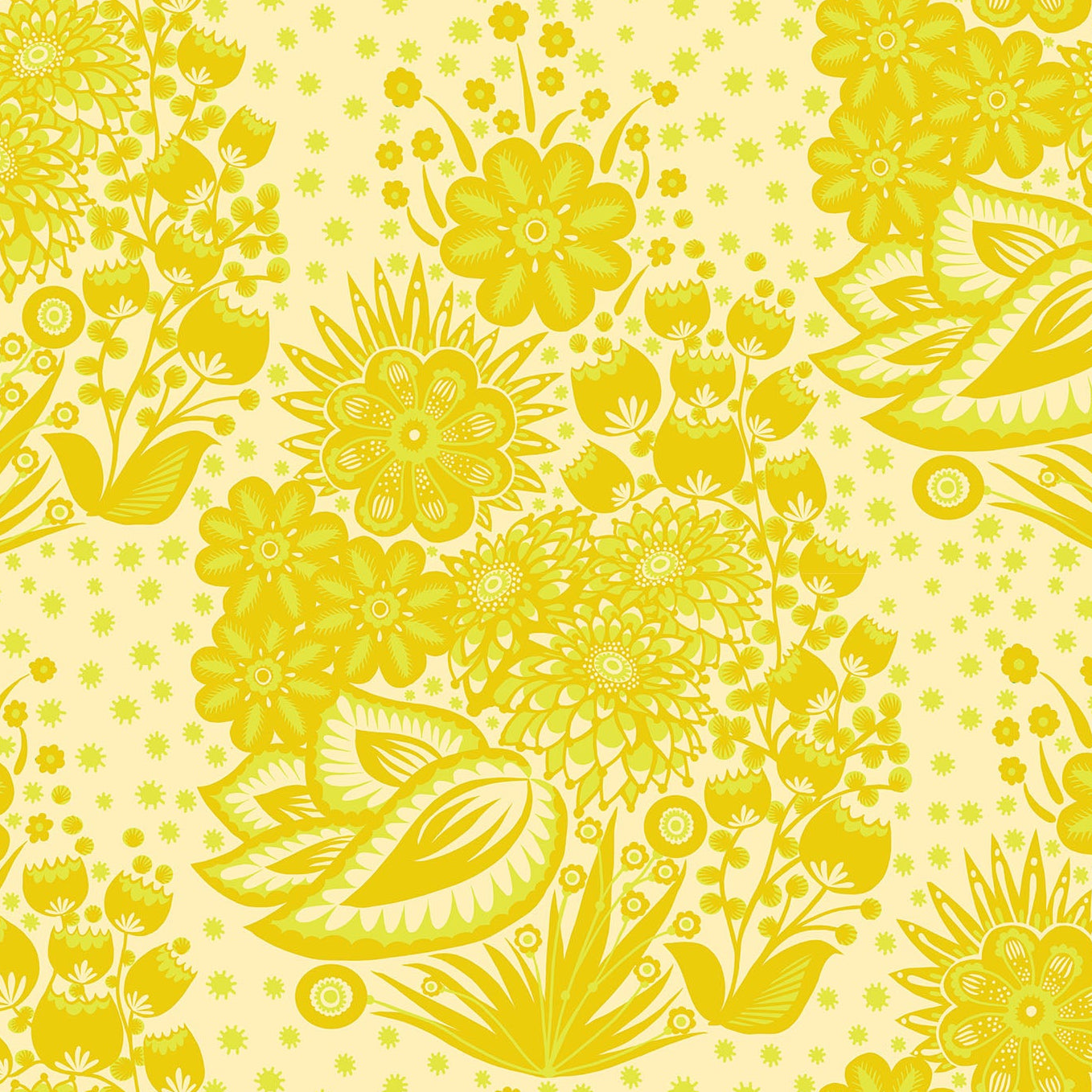 Anna Maria Parry Anna Maria Textiles Northcott Fabrics Overdressed Totem AMT152-52V Yellow