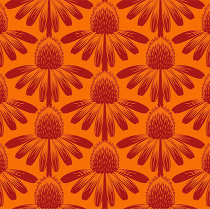 Anna_Maria_Parry_Coneflower Tangerine Indelible_Anna_Maria_Textiles_Northcott_Fabrics_AMT1001-59C