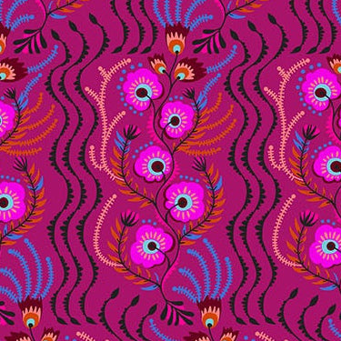 Anna Maria Textiles Northcott Fabrics Allegory Tambourine AMT147-28L Magenta