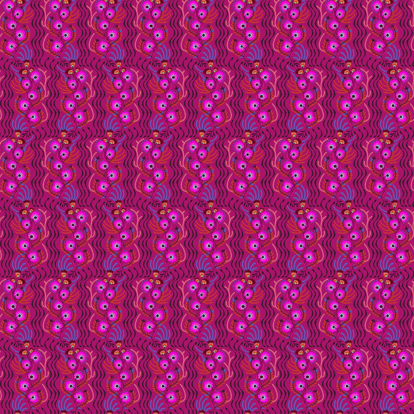 Anna Maria Textiles Northcott Fabrics Allegory Tambourine AMT147-28L Magenta