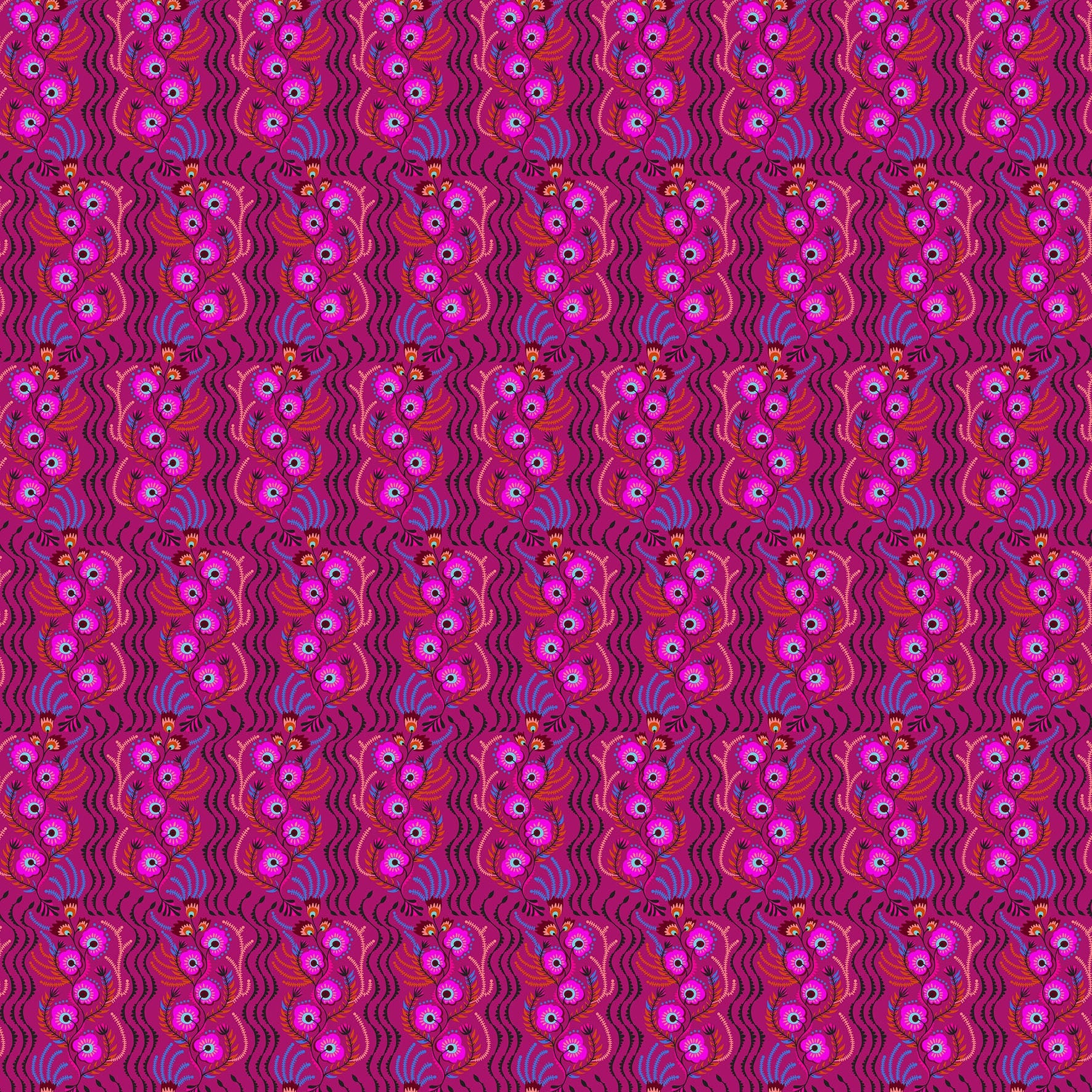 Anna Maria Textiles Northcott Fabrics Allegory Tambourine AMT147-28L Magenta