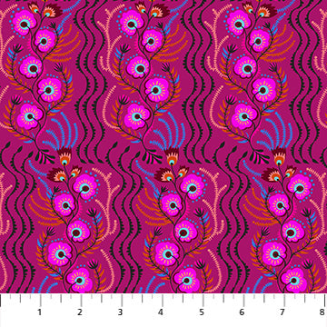 Anna Maria Textiles Northcott Fabrics Allegory Tambourine AMT147-28L Magenta