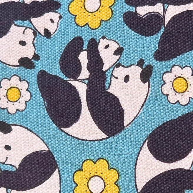 Anyan Yuwa Japanese Fabrics Goro Koro Panda Oxford CO-159220-A Blue