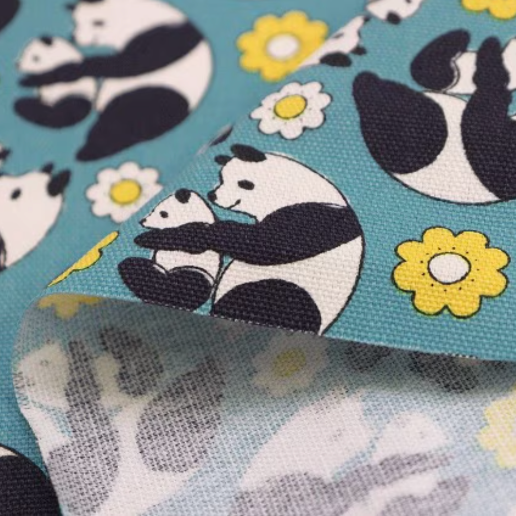 Anyan Yuwa Japanese Fabrics Goro Koro Panda Oxford CO-159220-A Blue