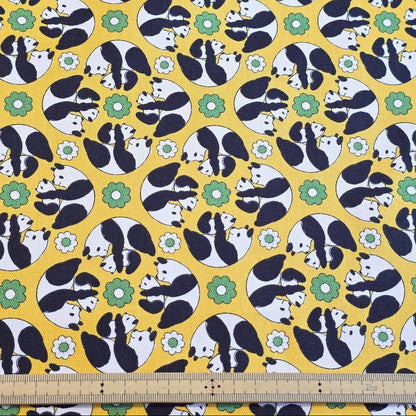 Anyan Yuwa Japanese Fabrics Goro Koro Panda Oxford CO-159220-B Yellow