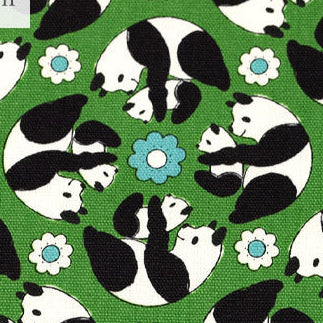 Anyan Yuwa Japanese Fabrics Goro Koro Panda Oxford CO-159220-C Green