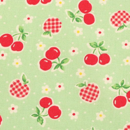 Atsuko_Matsuyama_Happy_Messages_30_s_Apples_and_Cherries_Green_Japanese_Import_Fabric