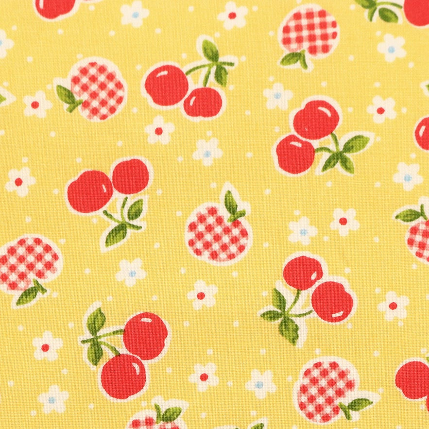 Atsuko_Matsuyama_Happy_Messages_30_s_Apples_and_Cherries_Yellow_Japanese_Import_Fabric