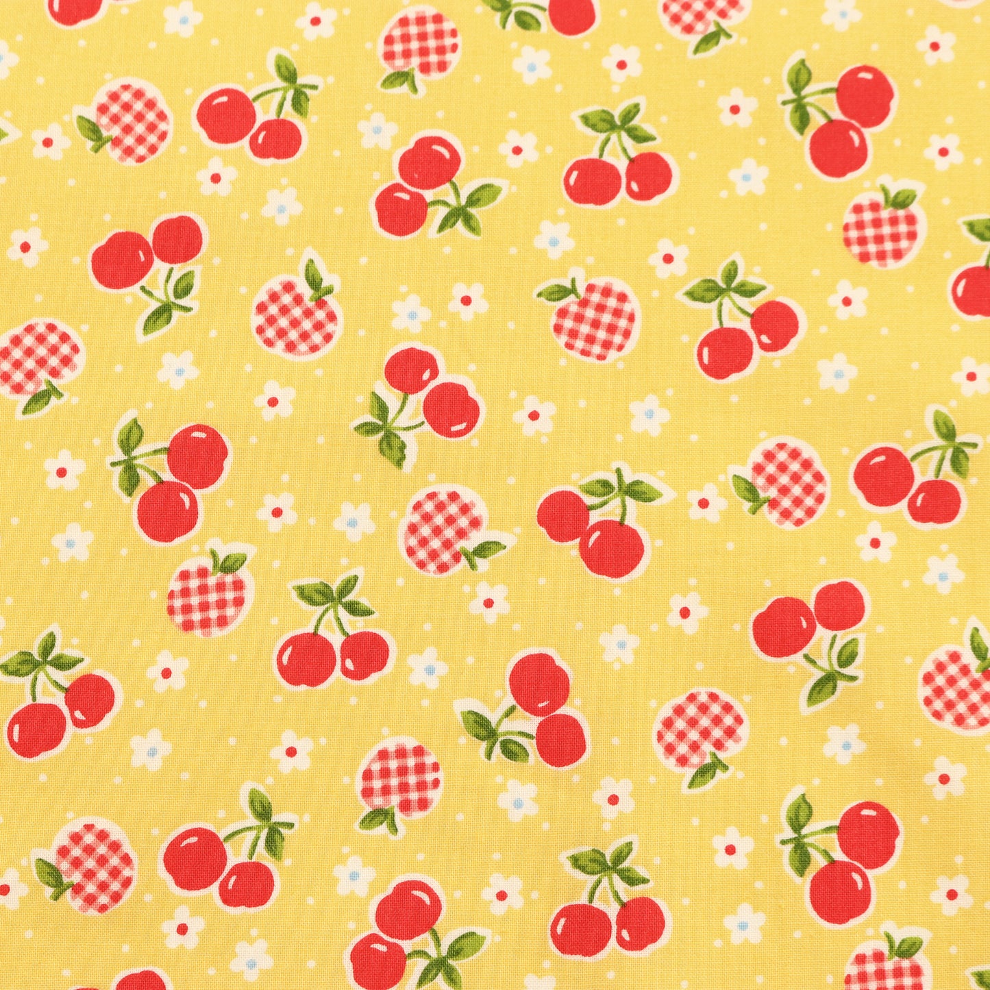 Atsuko_Matsuyama_Happy_Messages_30_s_Apples_and_Cherries_Yellow_Japanese_Import_Fabric
