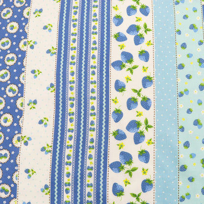 Atsuko_Matsuyama_Happy_Messages_30_s_Strawberries Blue_Japanese_Import_Fabric