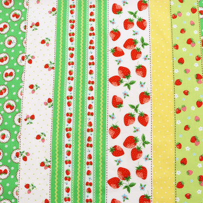 Atsuko_Matsuyama_Happy_Messages_30_s_Strawberries Green_Japanese_Import_Fabric