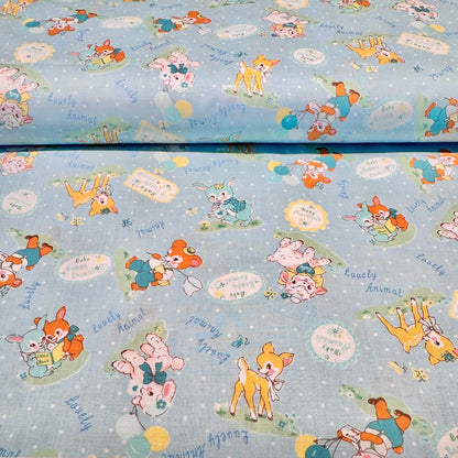 Atsuko Matsuyama Yuwa Fabrics Japanese Import Baby Animals Blue
