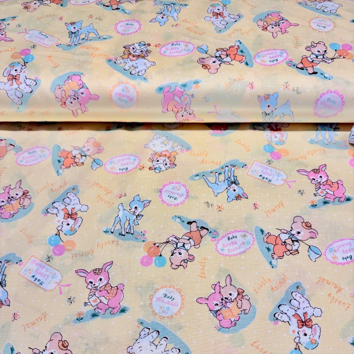 Atsuko Matsuyama Yuwa Fabrics Japanese Import Baby Animals Yellow