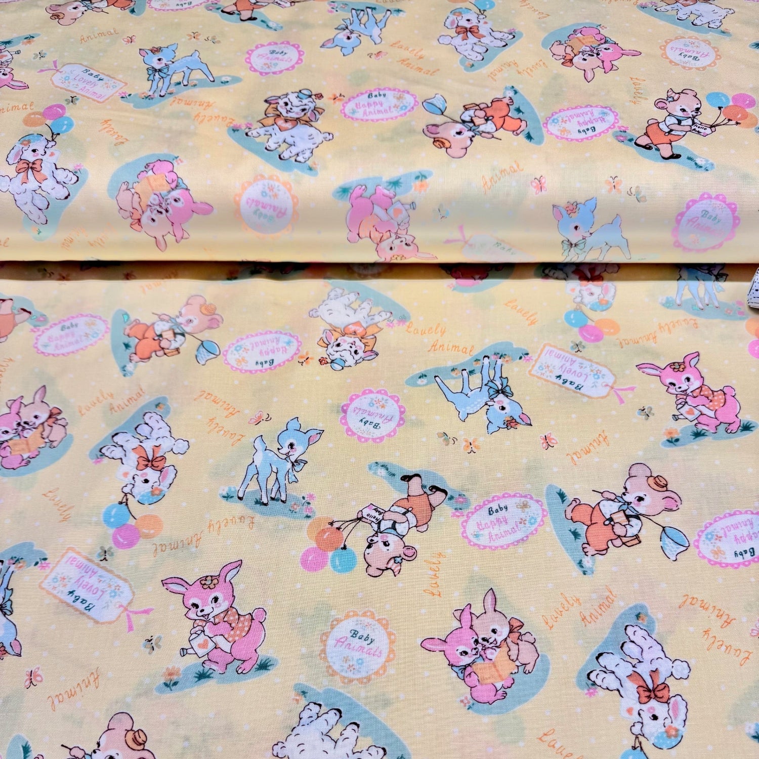 Atsuko Matsuyama Yuwa Fabrics Japanese Import Baby Animals Yellow
