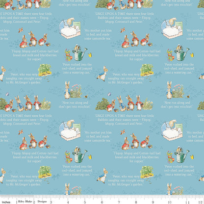 Beatrix Potter Riley Blake Designs The Tale of Peter Rabbit Text C14701-BLUE 