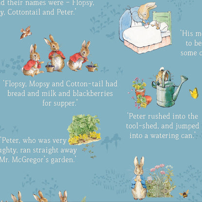 Beatrix Potter Riley Blake Designs The Tale of Peter Rabbit Text C14701-BLUE 