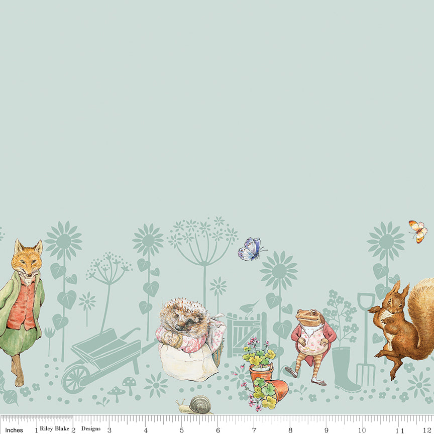Beatrix Potter Riley Blake Designs The Tale of Peter Rabbit and Friends Double Border CD15867-BLUE
