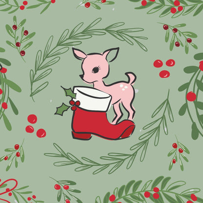 Beverly McCullough Riley Blake Fabrics Mistletoe and Holly Wreaths C16401-SAGE