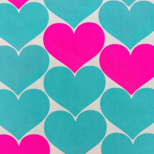 Bon Bon Heart Turquoise Neon Pink Fabric Japanese Import