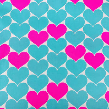 Bon Bon Heart Turquoise Neon Pink Fabric Japanese Import