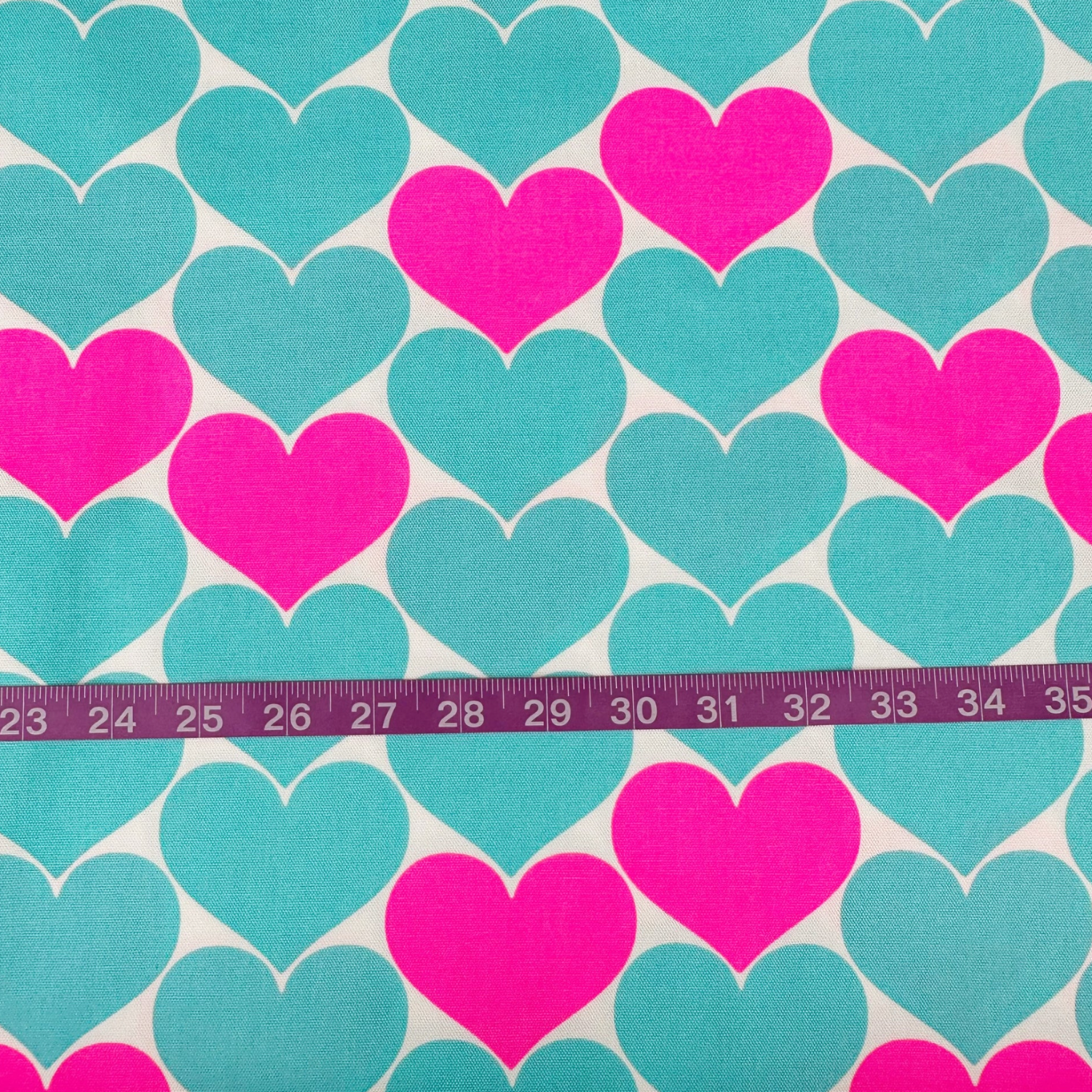 Bon Bon Heart Turquoise Neon Pink Fabric Japanese Import