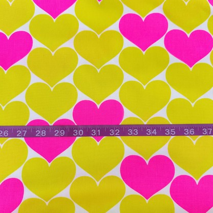 Bon Bon Heart Yellow Neon Yellow Fabric Japanese Import