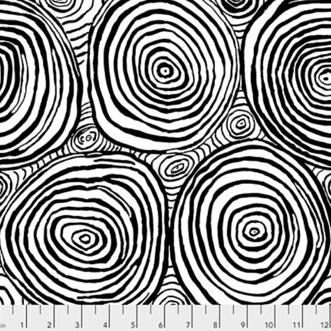 Brandon Mably Kaffe Fasett FreeSpirit Fabrics Onion Rings Black PWBM070.BLACK