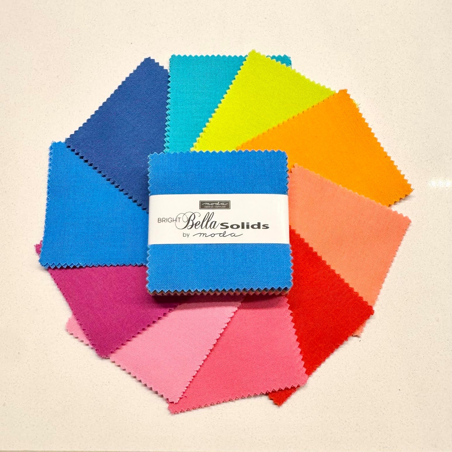 Bright Bella Solids 2.5" Mini Charm Pack Moda Fabrics 9900MCB